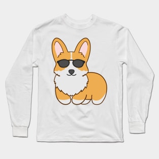 Corgi Dog wearing sunglasses Long Sleeve T-Shirt